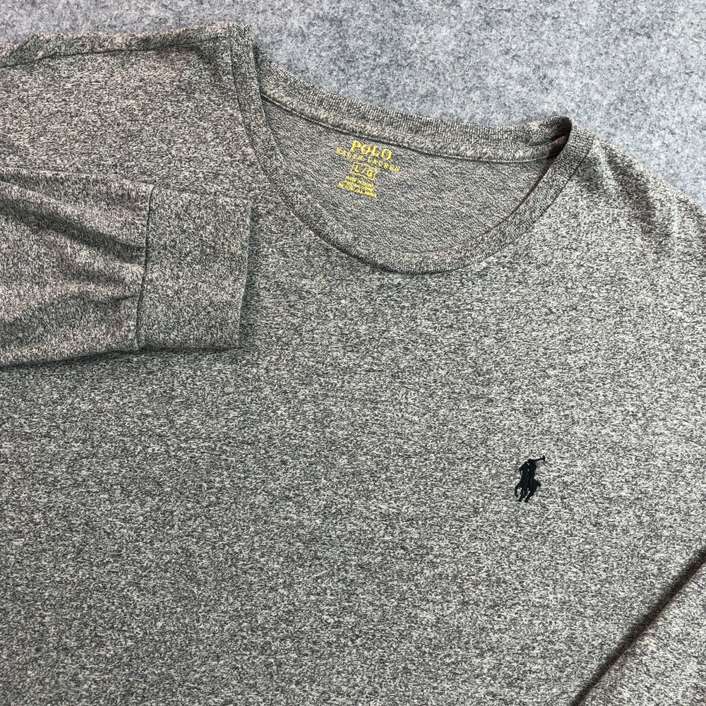 Polo Ralph Lauren Mens Long Sleeve Shirt L Gray Heathered Embroidered Pony